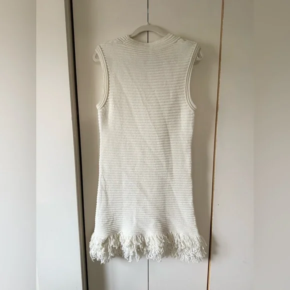 NWOT Zara CHECK KNIT FRINGED DRESS Textured Coverup Wedding Bachelorette Bridal - Picture 7 of 8